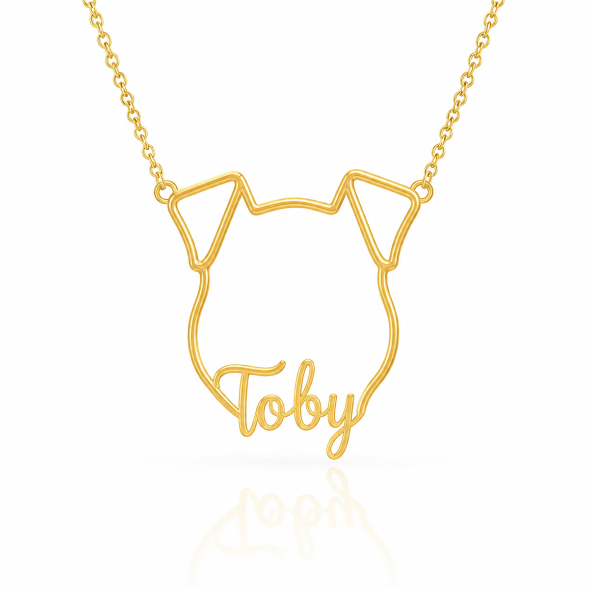 Soulyshine Fox Terrier - Smooth personalized outline pet face and name necklace in gold