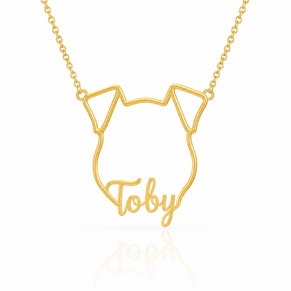 Soulyshine Fox Terrier - Smooth personalized outline pet face and name necklace in gold