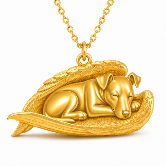 Soulyshine Fox Terrier The Sleeping Angel – Personalized Pet Necklace - 18K Gold Vermeil front