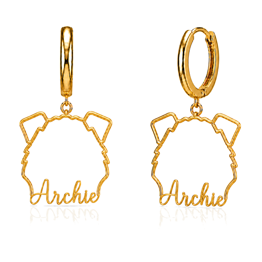 Fox Terrier Archie personalized pet face earrings