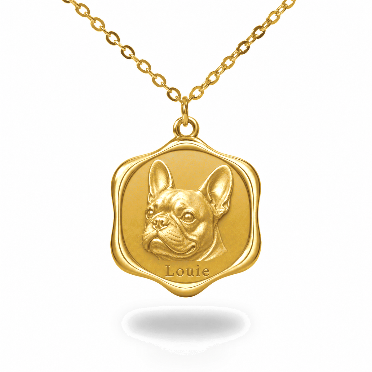 Soulyshine French Bulldog Precious Paw personalized pet photo necklace - 18K Gold Vermeil front