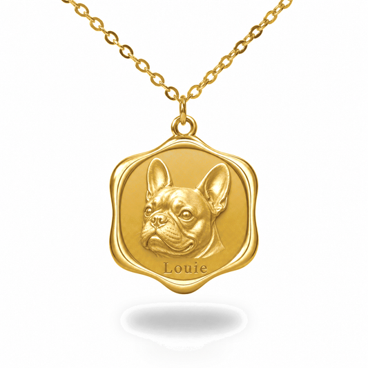 Soulyshine French Bulldog Precious Paw personalized pet photo necklace - 18K Gold Vermeil front