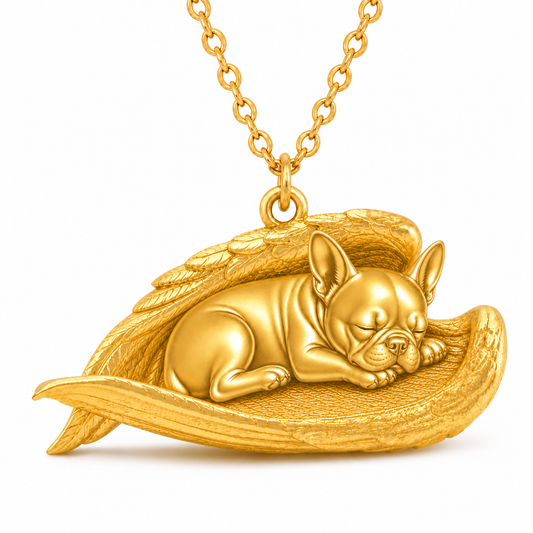 Soulyshine French Bulldog The Sleeping Angel – Personalized Pet Necklace - 18K Gold Vermeil front