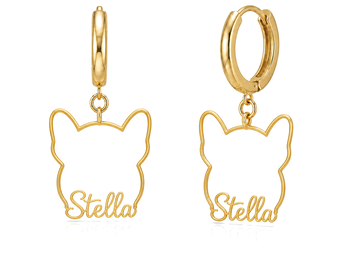 French Bulldog Stella personalized pet face earrings