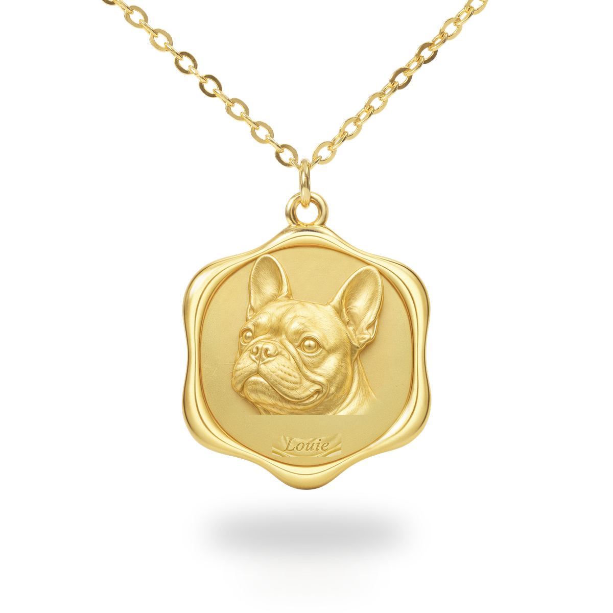 Soulyshine French Bulldog Precious Paw personalized pet photo necklace - 18K Gold Vermeil front