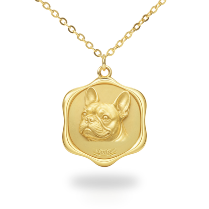 Soulyshine French Bulldog Precious Paw personalized pet photo necklace - 18K Gold Vermeil front