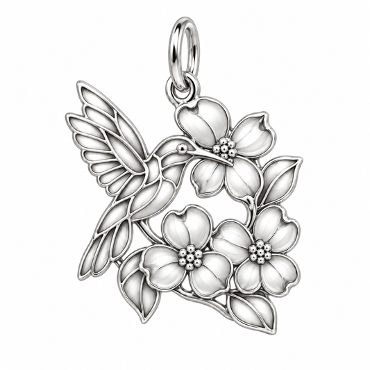 Garden Harmony Hummingbird Dogwood Garden Charm and Polyester Cord Bracelet Set