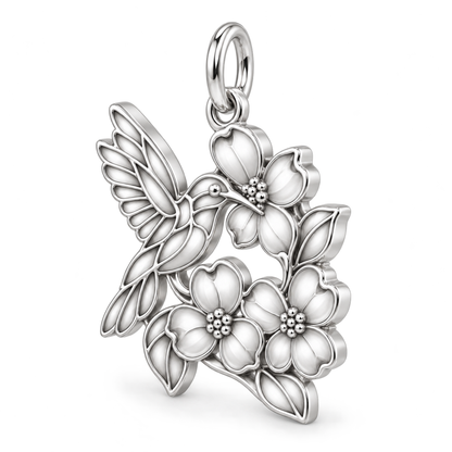 Garden Harmony Hummingbird Dogwood Garden Charm and Polyester Cord Bracelet Set