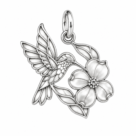 Garden Harmony Hummingbird in Flight Charm and Polyester Cord Bracelet Set