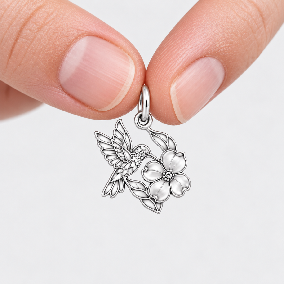 Garden Harmony Hummingbird in Flight Charm and Polyester Cord Bracelet Set
