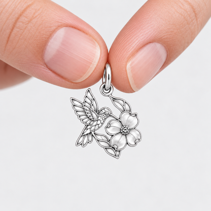 Garden Harmony Hummingbird in Flight Charm and Polyester Cord Bracelet Set