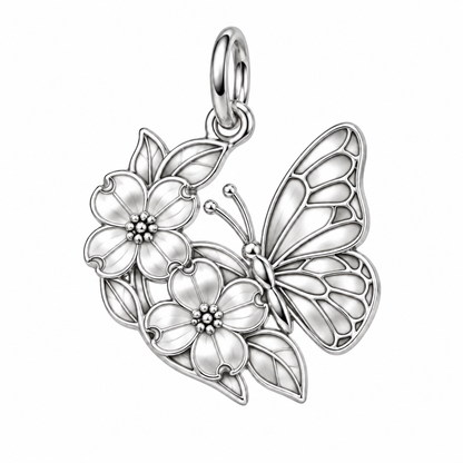 Garden Harmony Monarch Dogwood Bloom Charm and Polyester Cord Bracelet Set