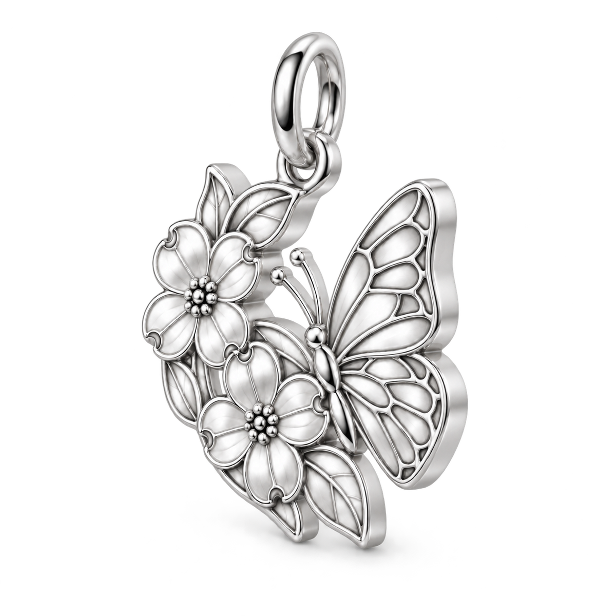 Garden Harmony Monarch Dogwood Bloom Charm and Polyester Cord Bracelet Set