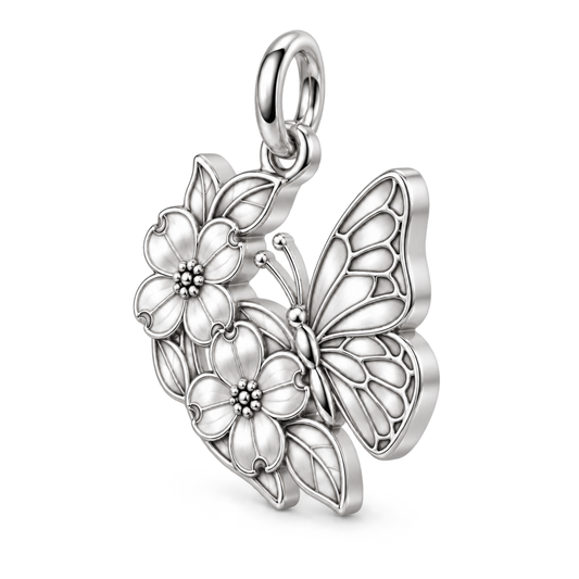 Garden Harmony Monarch Dogwood Bloom Charm and Polyester Cord Bracelet Set