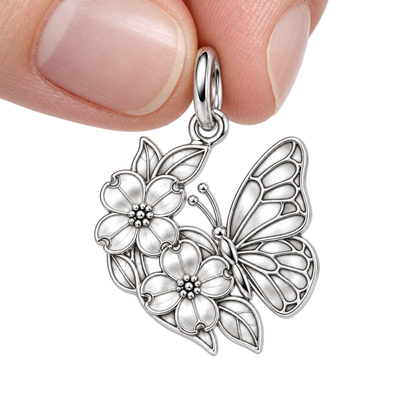 Garden Harmony Monarch Dogwood Bloom Charm and Polyester Cord Bracelet Set