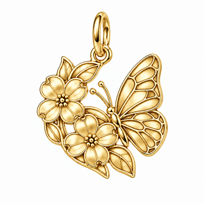 Garden Harmony Monarch Dogwood Bloom Charm and Polyester Cord Bracelet Set