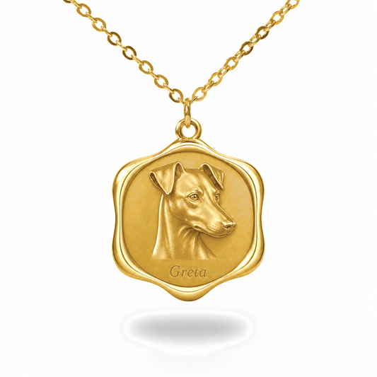 Soulyshine German Pinscher Precious Paw personalized pet photo necklace - 18K Gold Vermeil front