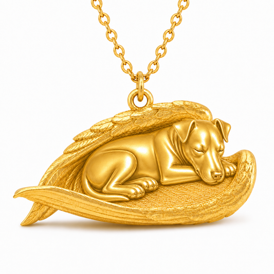Soulyshine German Pinscher The Sleeping Angel – Personalized Pet Necklace - 18K Gold Vermeil front