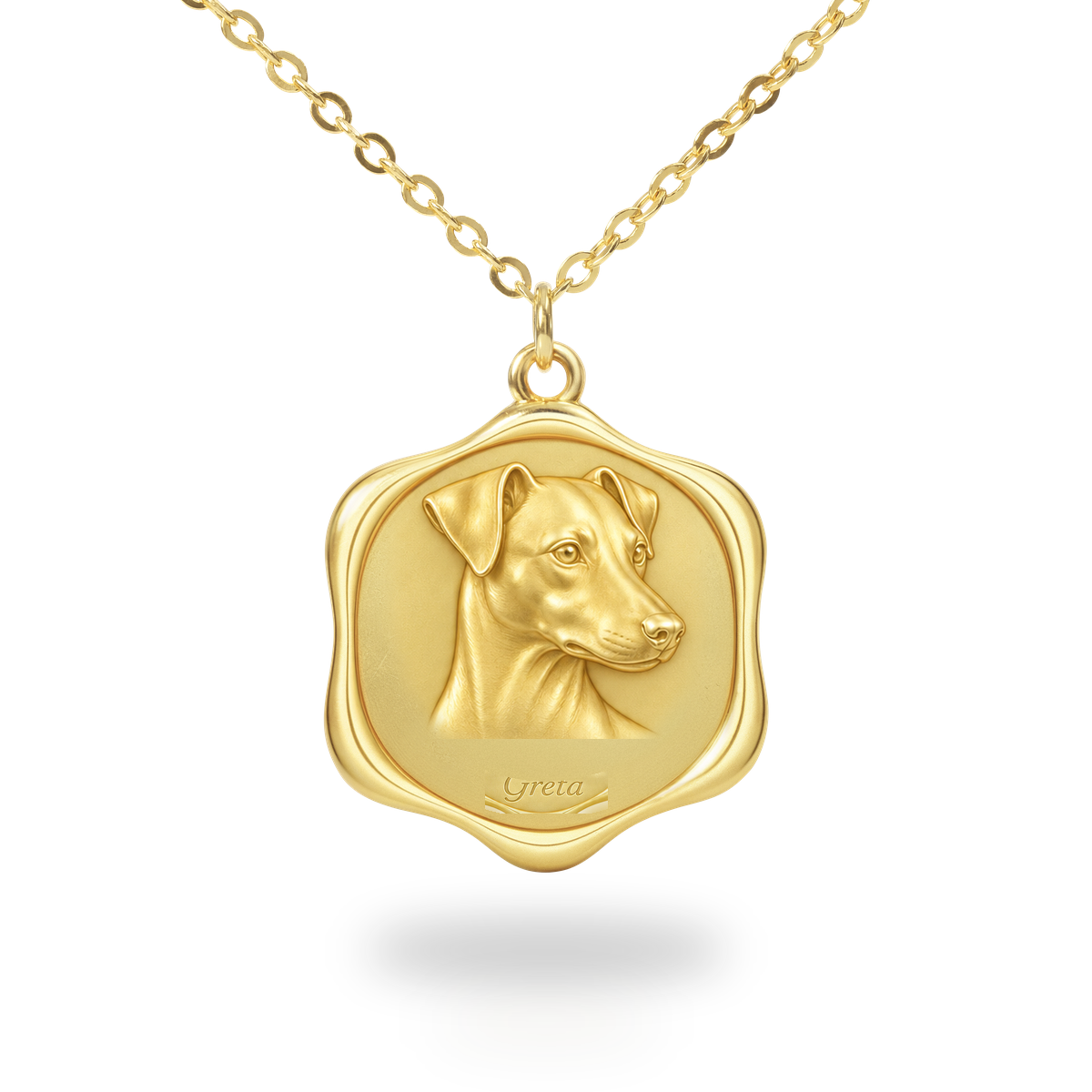 Soulyshine German Pinscher Precious Paw personalized pet photo necklace - 18K Gold Vermeil front