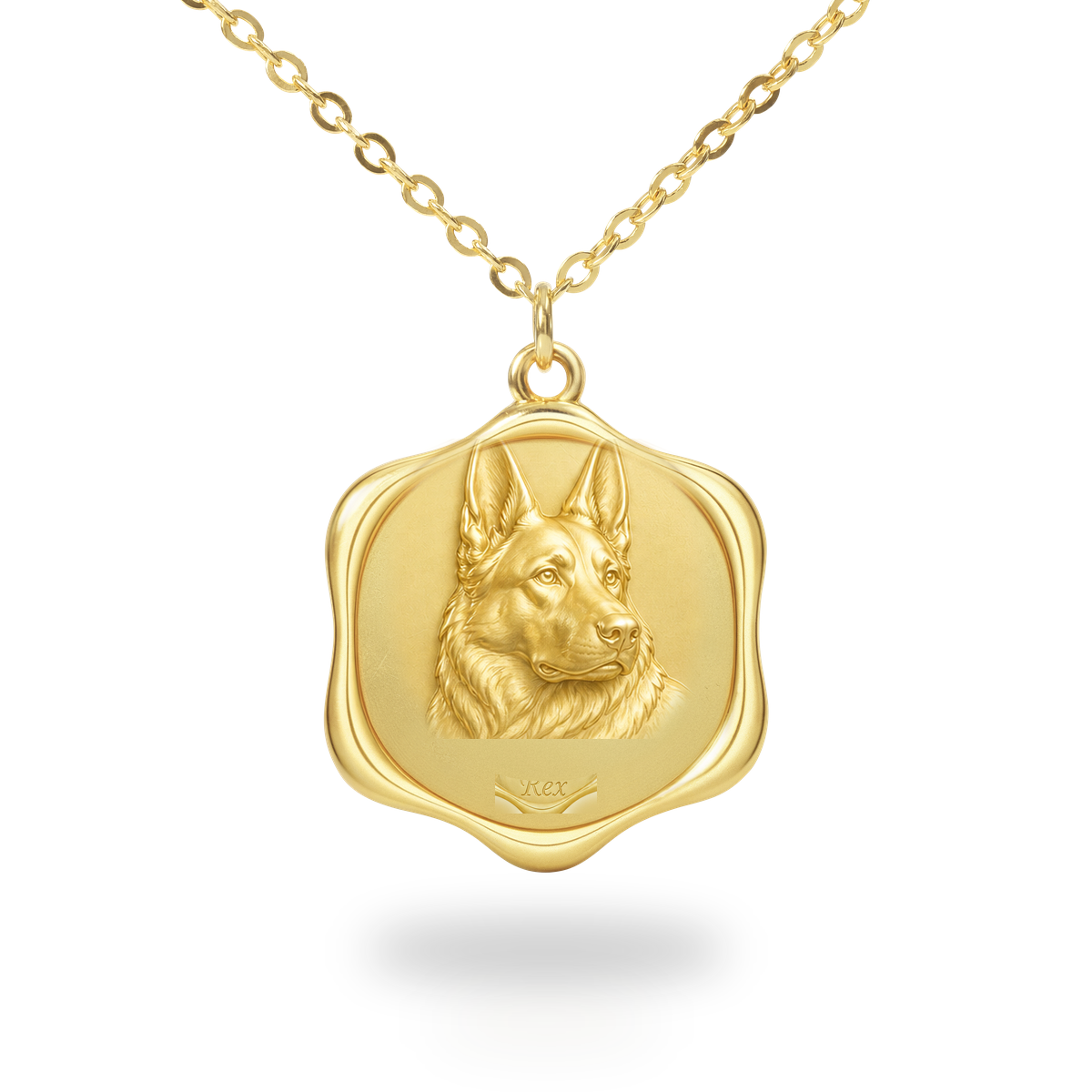 Soulyshine German Shepherd Dog Precious Paw personalized pet photo necklace - 18K Gold Vermeil front
