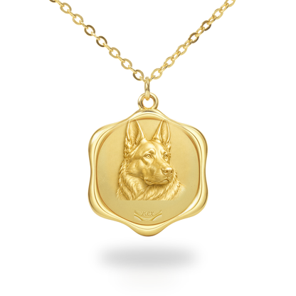 Soulyshine German Shepherd Dog Precious Paw personalized pet photo necklace - 18K Gold Vermeil front