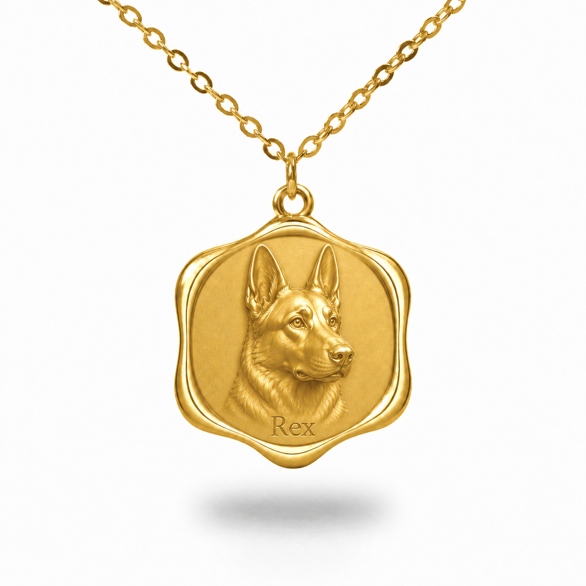Soulyshine German Shepherd Dog - standard coat Precious Paw personalized pet photo necklace - 18K Gold Vermeil front