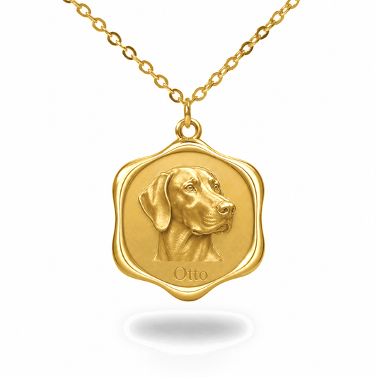 Soulyshine German Shorthaired Pointer Precious Paw personalized pet photo necklace - 18K Gold Vermeil front