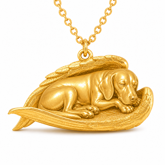 Soulyshine German Shorthaired Pointer The Sleeping Angel – Personalized Pet Necklace - 18K Gold Vermeil front