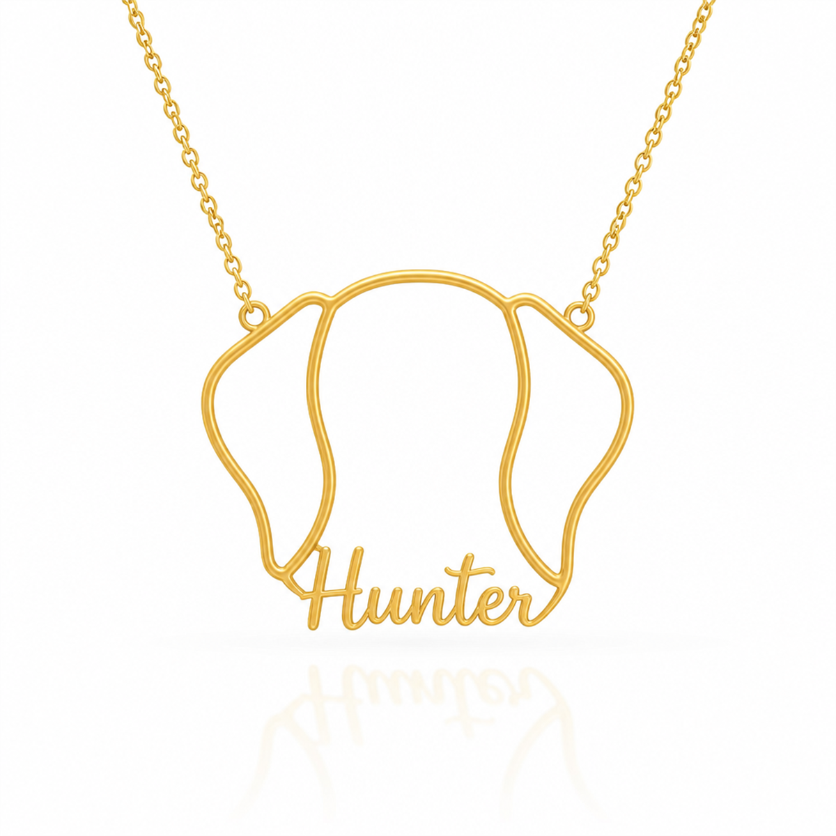 Soulyshine German Shorthaired Pointer personalized outline pet face and name necklace in gold