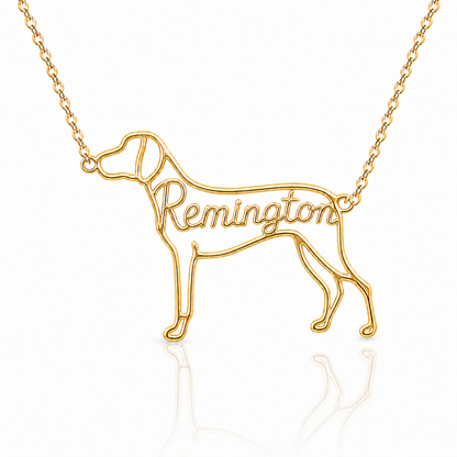 Soulyshine German Shorthaired Pointer personalized dog silhouette name necklace in gold - Remington design