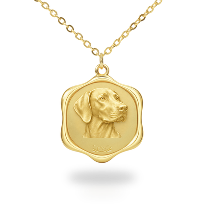 Soulyshine German Shorthaired Pointer Precious Paw personalized pet photo necklace - 18K Gold Vermeil front