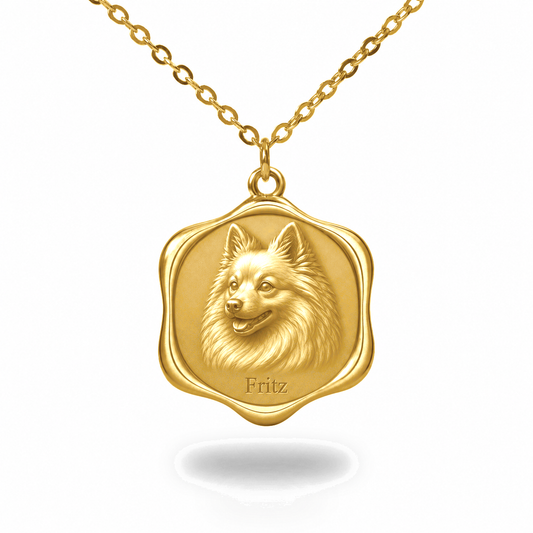 Soulyshine German Spitz Precious Paw personalized pet photo necklace - 18K Gold Vermeil front