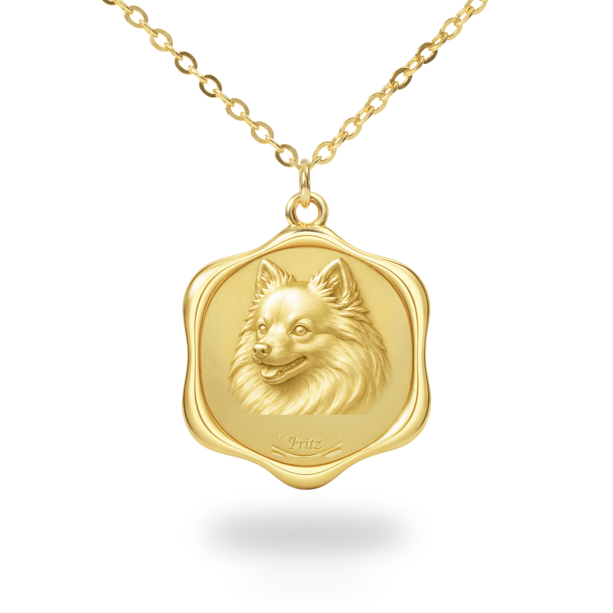 Soulyshine German Spitz Precious Paw personalized pet photo necklace - 18K Gold Vermeil front