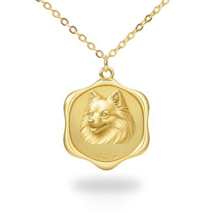 Soulyshine German Spitz Precious Paw personalized pet photo necklace - 18K Gold Vermeil front