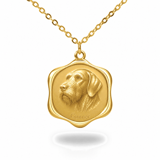 Soulyshine German Wirehaired Pointer Precious Paw personalized pet photo necklace - 18K Gold Vermeil front