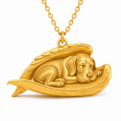 Soulyshine German Wirehaired Pointer The Sleeping Angel – Personalized Pet Necklace - 18K Gold Vermeil front