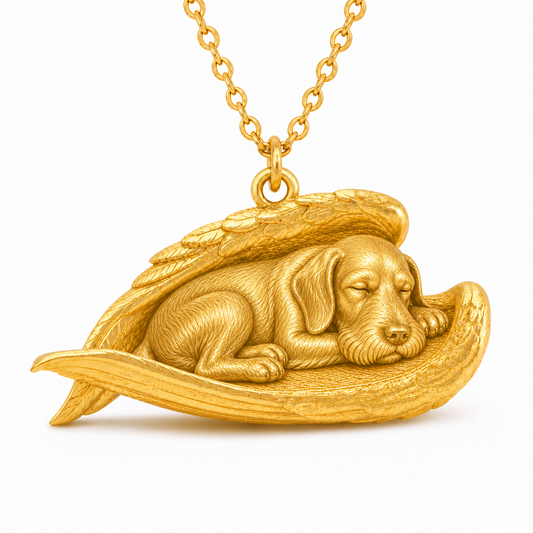Soulyshine German Wirehaired Pointer The Sleeping Angel – Personalized Pet Necklace - 18K Gold Vermeil front