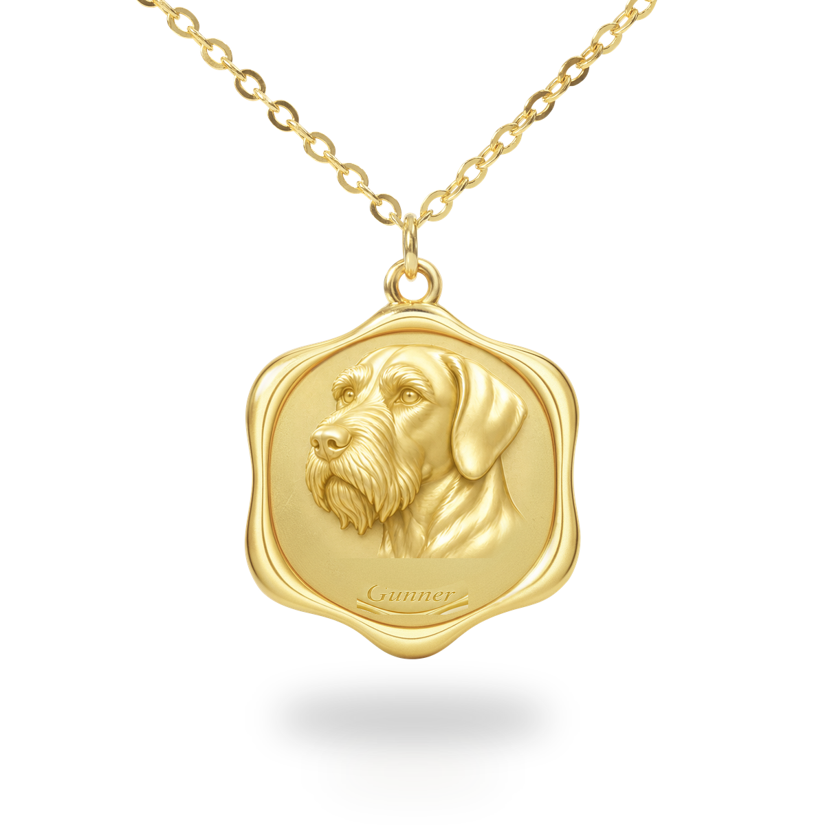 Soulyshine German Wirehaired Pointer Precious Paw personalized pet photo necklace - 18K Gold Vermeil front
