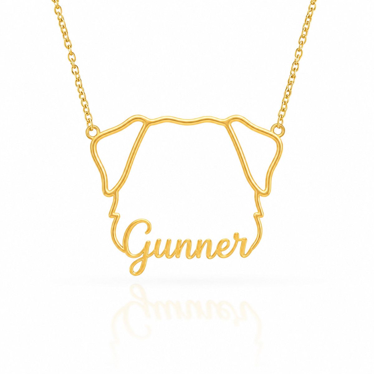 Soulyshine German Wirehaired Pointer personalized outline pet face and name necklace in gold