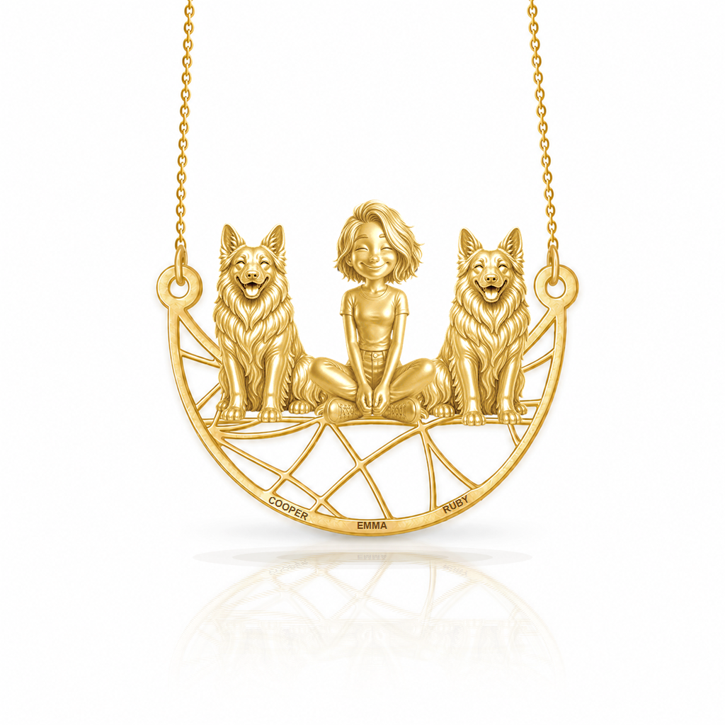 German Shepherd long coat - 18K Gold Vermeil - 1st