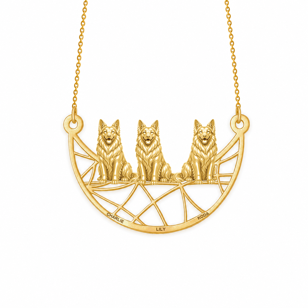 Soulyshine German Shepherd long coat Eternal Paw personalized pets necklace