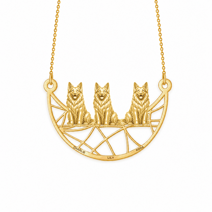Soulyshine German Shepherd long coat Eternal Paw personalized pets necklace