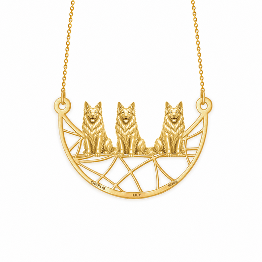 Soulyshine German Shepherd long coat Eternal Paw personalized pets necklace