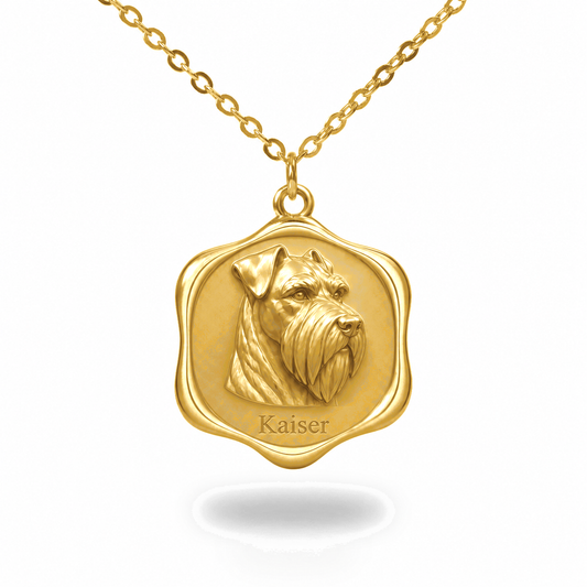 Soulyshine Giant Schnauzer Precious Paw personalized pet photo necklace - 18K Gold Vermeil front