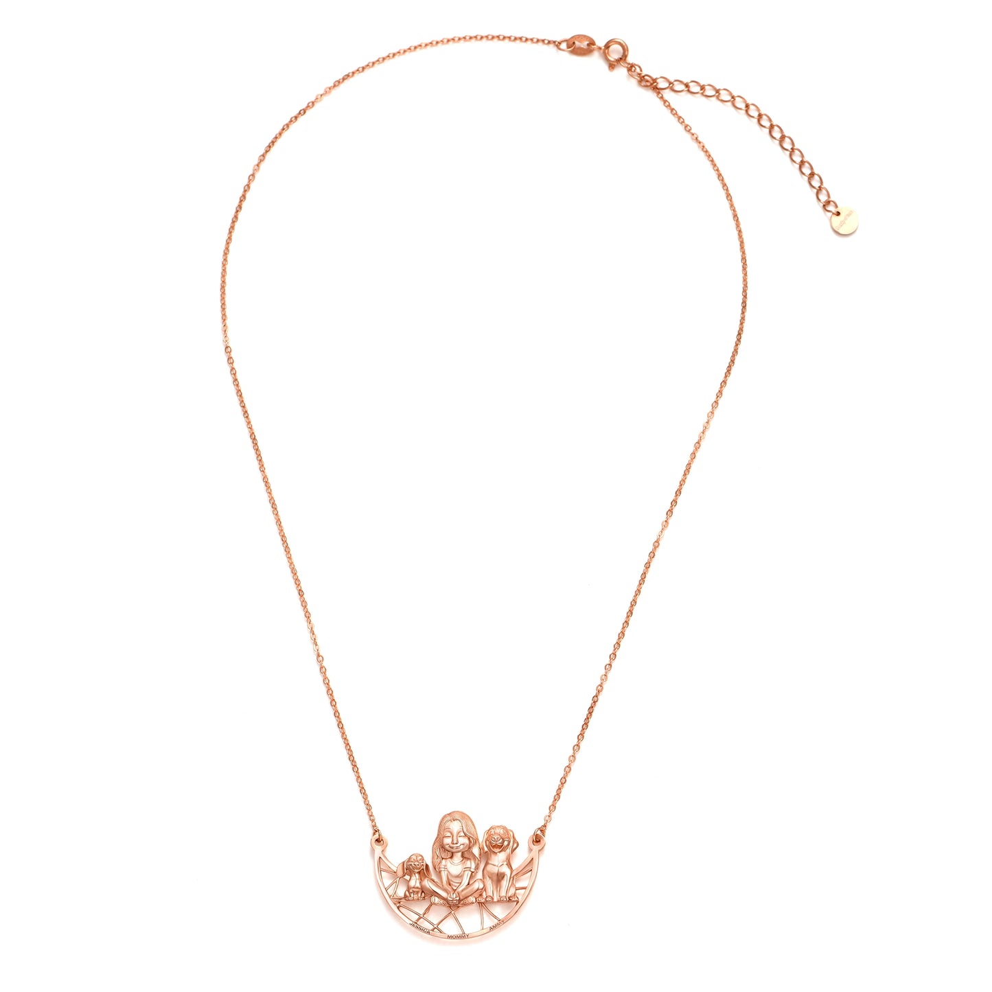 Soulyshine Personalized Girl And Her Pets - Handmade Necklace in Silver/14K Gold Vermeil/Plating