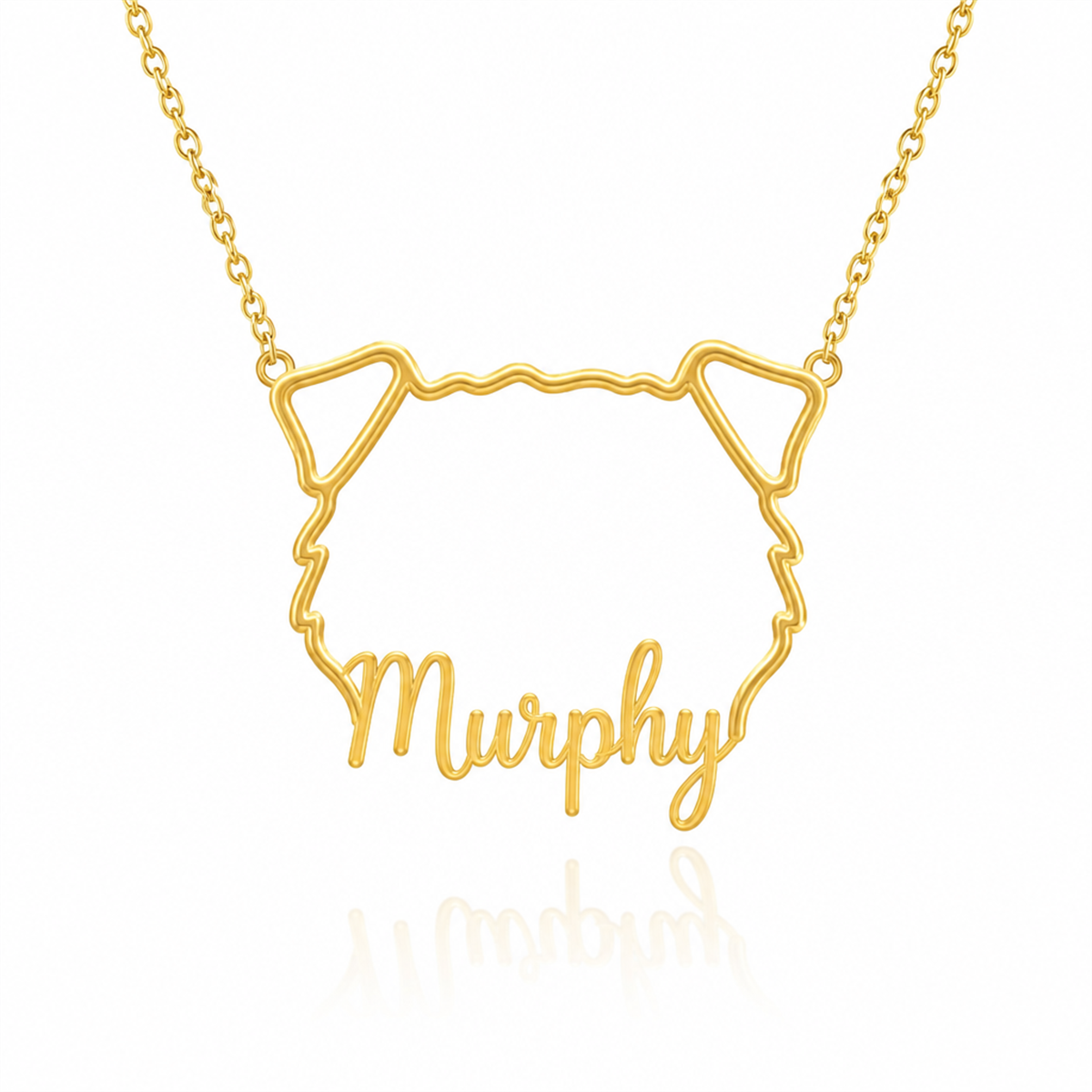 Soulyshine Glen of Imaal Terrier personalized outline pet face and name necklace in gold