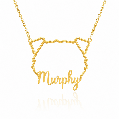 Soulyshine Glen of Imaal Terrier personalized outline pet face and name necklace in gold
