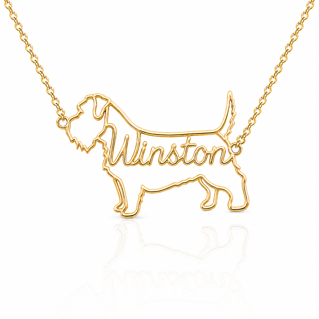 Soulyshine Glen of Imaal Terrier personalized dog silhouette name necklace in gold - Winston design