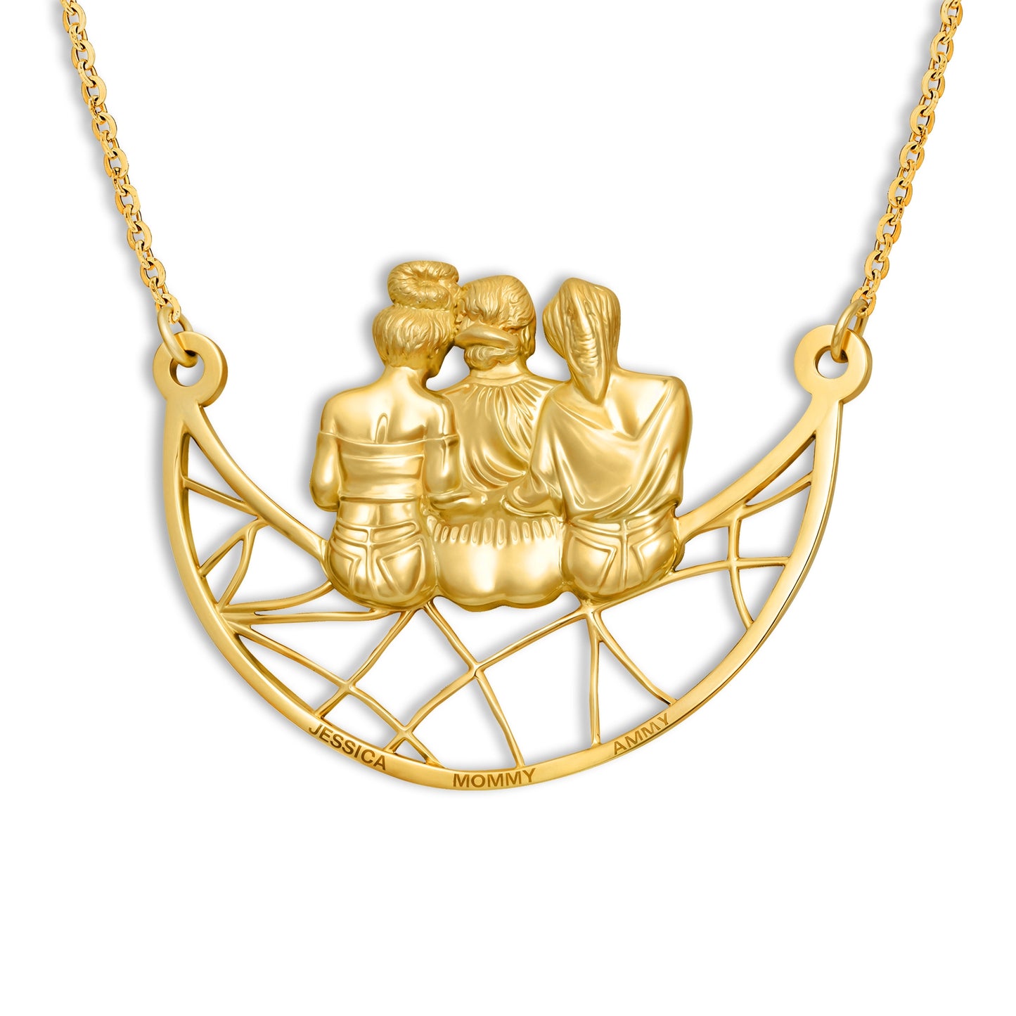 Soulyshine Mother & Daughter On The Moon Personalized - Handmade Necklace in Silver/14K Gold Vermeil