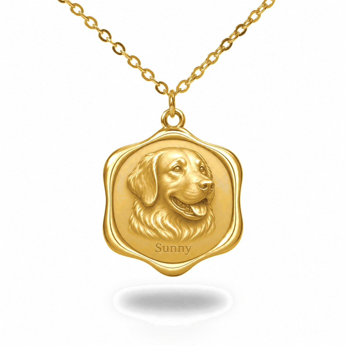 Soulyshine Golden Retriever Precious Paw personalized pet photo necklace - 18K Gold Vermeil front